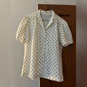 Vintage White Polka Dot Blouse